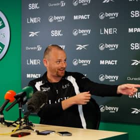 Marink Reedijk holds court during his first Hibs press conference.