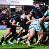 Gregor Hiddleston, with ball, on his way to scoring his second try for Glasgow Warriors during the United Rugby Championship win over Connacht at Scotstoun Stadium.