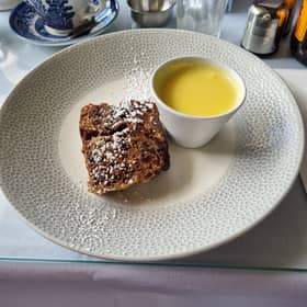 A traditional Scottish favourite, clootie dumpling, given the fine dining treatment (Picture: Gaby Soutar)