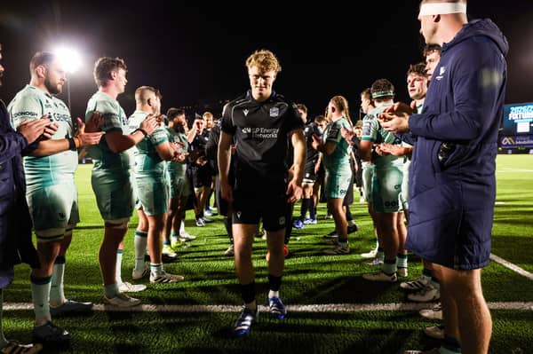 Callum Reidy comes off the pitch at the end of a successful debut for Glasgow Warriors in the 36-19 win over Connacht at Scotstoun.