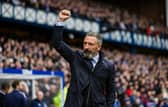 Derek McInnes celebrates Rangers' win over Kilmarnock.