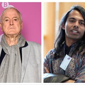 John Cleese (left), a former rector of the University of St Andrews, has urged students not to vote for Scottish Greens MSP  Q Manivannan (left) to become the new figurehead of the institution.