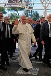 Pope Leo XIV arrives at the Agostino Gemelli Polyclinic in Rome