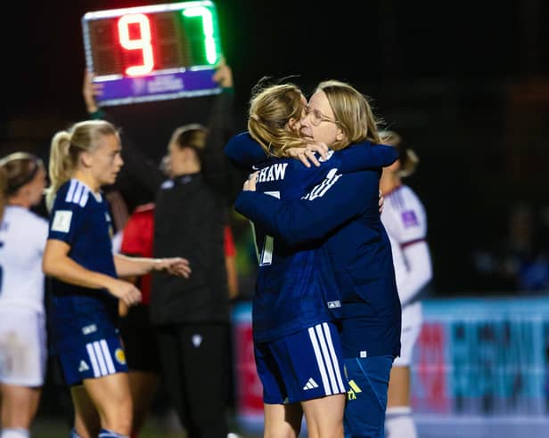Scotland head coach Melissa Andreatta has urged her team to take their World Cup opportunity against Sweden next month. Cr: SNS Group.