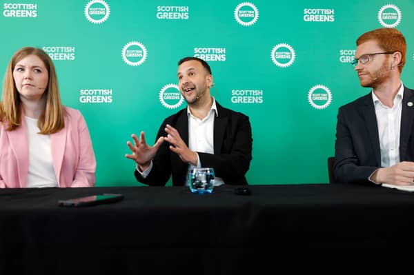 Zack Polanski, centre, leader of the Greens in England and Wales, seen with Scottish Greens' co-leaders Gillian Mackay and Ross Greer earlier this year. Picture: Jeff J Mitchell