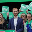 From left is Mark Ruskell MSP, co-leaders Gillian Mackay and Ross Greer, Lorna Slater MSP, Ariane Burgess MSP and Laura Moodie MSP.