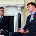 Scottish swimmer Archie Goodburn, 25, during a meeting with Prime Minister Andy Burnham and Health Secretary Yvette Cooper (not in frame) at No 10 Downing Street, London.