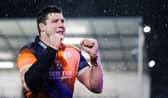 Edinburgh's Grant Gilchrist celebrates after the win over Toulon in last season's Investec Champions Cup at Hive Stadium.