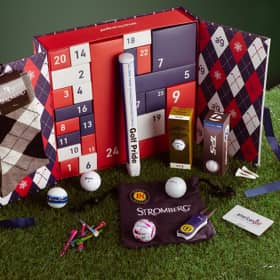 The American Golf Luxury Advent Calendar features 24 days of golfing treats, including balls, tees, accessories and more, all presented in festive red, white and blue packaging.