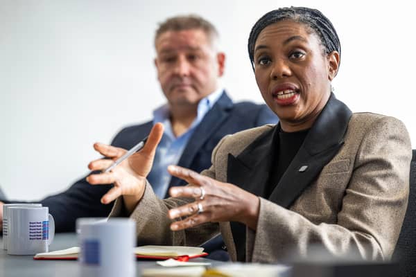 Conservative Party leader Kemi Badenoch during a visit to Edinburgh