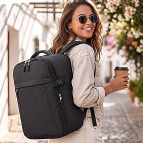 The Xkdoai expandable cabin backpack increases from 24L to 30L to provide extra packing space.