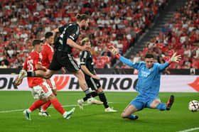 Celtic's Kasper Hogh misses a huge chance during the UEFA Europa League clash against Benfica