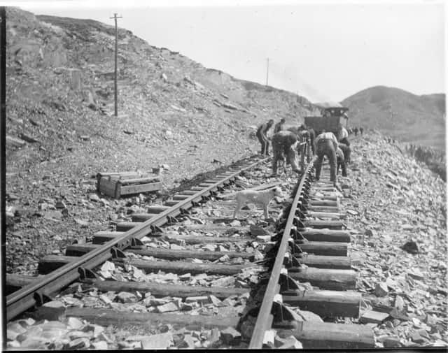 Navvies building the single-track line near Borrodale Viaduct, east of Arisaig