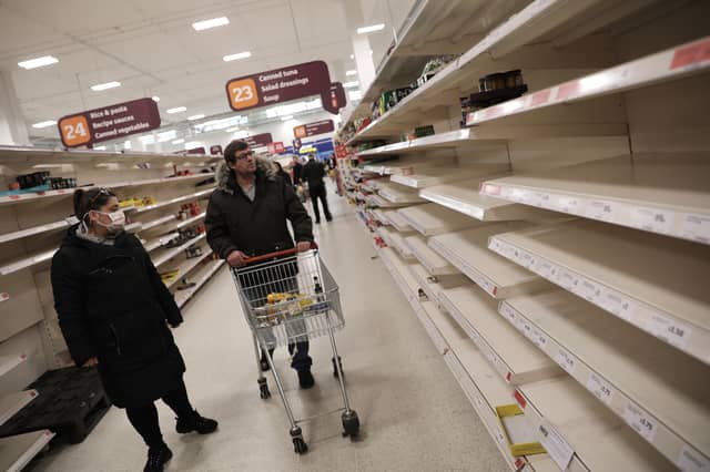 The disruption caused by the arrival of Covid in 2020 resulted in empty supermarket shelves in many places. Picture: Dan Kitwood