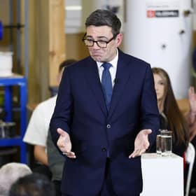Andy Burnham giving a speech in Motherwell on Friday