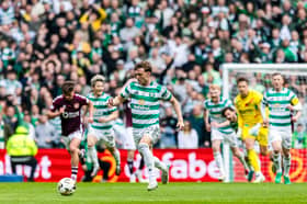 Celtic striker Callum Osmand races clear to score the third goal against Hearts back in May.