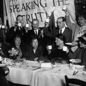 Suffragette leader Sylvia Pankhurst, seen in 1921 shortly after she had been released from prison, is toasted at a celebration breakfast in East London. Picture: Topical Press Agency