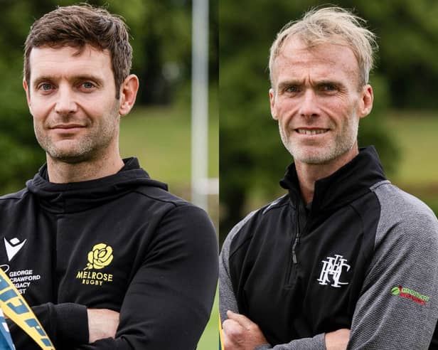 Melrose head coach Callum Anderson (left) and Hawick head coach Graham Hogg (right) (Pics: SNS)