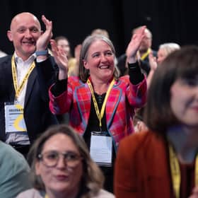 Maree Todd MSP applauds First Minister and party leader John Swinney after he delivered his keynote speech at the Scottish National Party (SNP) annual conference in Aberdeen