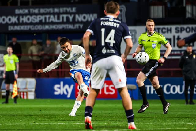 Nicolas Raskin scores to make it 2-1 for Rangers against Dundee at Dens Park