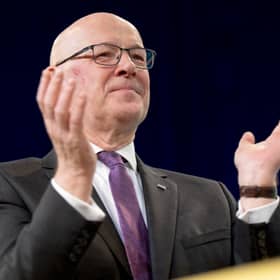 John Swinney during the final day of the Scottish National Party (SNP) annual conference in Aberdeen