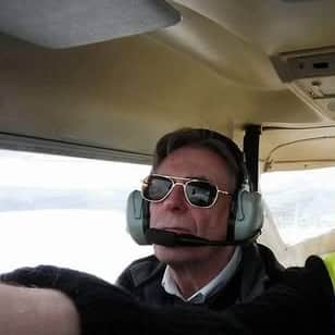 Ian Haggis at the controls of an aircraft 