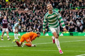Celtic's Benjamin Nygren was among the scorers in the 7-1 win over Hearts.