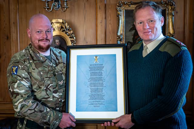 Cpl Fraser Hall, left, and Lt Col Ollie Bridle
