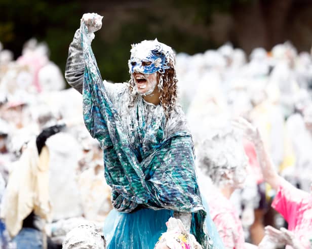 The annual Raisin Monday foam fight  has erupted in  St Andrews as university students embrace the tradition