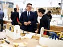 Andy Burnham speaks to a student during a visit to New College Lanarkshire's Motherwell Campus ahead of a speech focusing on the forming of closer ties with the Scottish government. Picture: Jeff J Mitchell