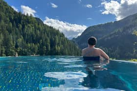 Views from the rooftop infinity pool at Hotel Lürzerhof, Austria. 