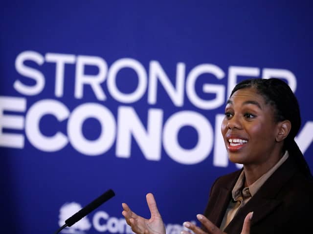 Conservative leader Kemi Badenoch told ministers the UK needed to 'live within our means' during a pre-Budget speech at the Institution of Civil Engineers in London. Picture: Alishia Abodunde