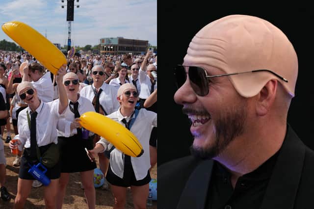 As you can see here, Pitbull appreciates his fans dressing up as him - so much so that a world record was broken during his show at BST 2026 in London for the largest gathering of people wearing bald caps.