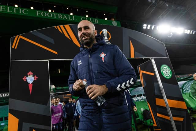 Celta Viga head coach Claudio Giraldez during a training session at Celtic Park on Wednesday ahead of the Europa League clash. (Photo by Craig Williamson / SNS Group)