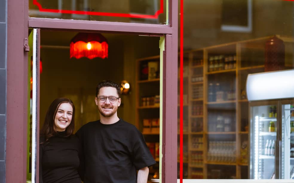 Rob and Anna outside Kramer's in Glasgow