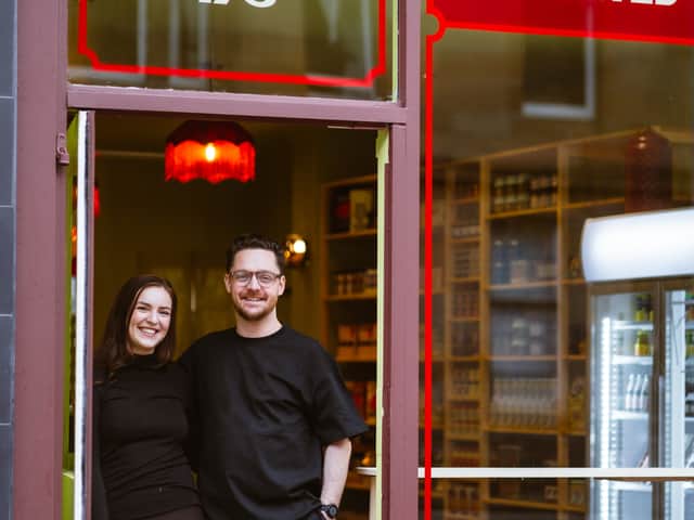 Rob and Anna outside Kramer's in Glasgow