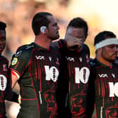 Lions players honour their late team-mate Hyron Andrews ahead of the European Champions Cup match against La Rochelle at the Marcel-Deflandre Stadium in western France, on October 17, 2026.