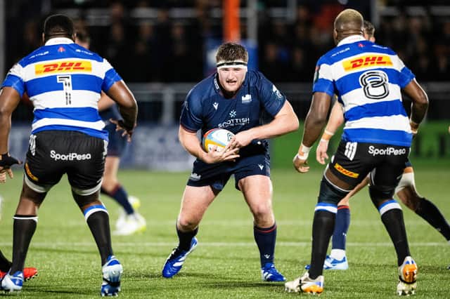 Ollie Blyth-Lafferty in action during Edinburgh's win over the Stormers in the United Rugby Championship this season.