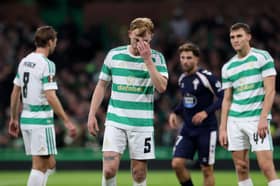Liam Scales of Celtic reacts after conceding a second goal to Celta Vigo