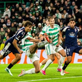 Celta Vigo’s Javi Rodriguez scores to make it 1-1 during a UEFA Europa League 2026/2027 League Phase MD3 match between Celtic and RC Celta de Vigo at Celtic Park,