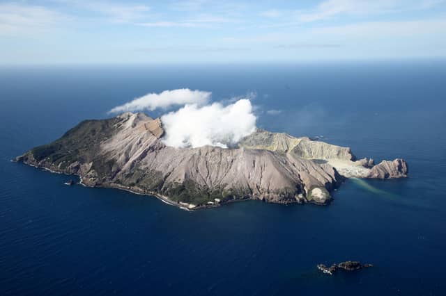 Whakaari, also known as White Island, lies off the coast of New Zealand.