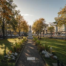 Inverurie War Memorial sits at the centre of the town