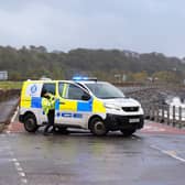 Police road closure on the A78 near Skelmorlie 