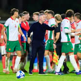 Scotland U21 head coach Tony Docherty clashes with Bulgaria's Valeri Vladimirov during a 2027 UEFA European Championship Under-21 qualifying match at the Georgi Benkovski Stadium. (Photo by Kostadin Andonov / SNS Group)
