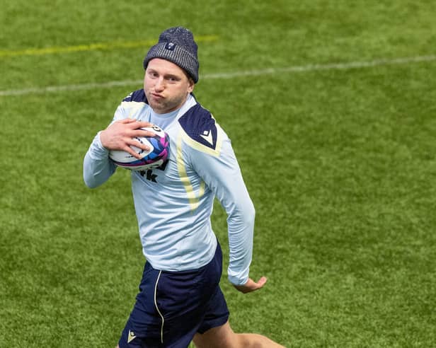 Finn Russell during a Scotland training session at the Oriam, in Edinburgh, on October 26, 2026.
