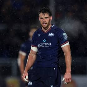 Edinburgh's Matt Currie in action during the win over the Lions in the United Rugby Championship match at Hive Stadium.