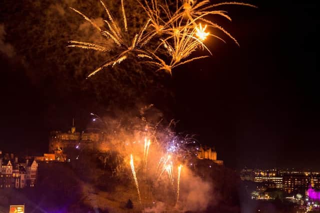 The first fireworks were fired above Edinburgh Castle at 6pm at the climax of the annual 'Bairns Afore' event in West Princes Street Gardens.