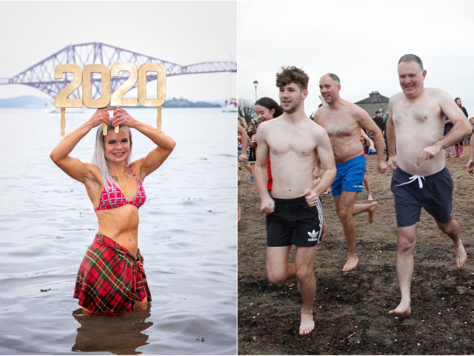 Dookers turned up in their hundreds at South Queensferry and Portobello Beach on New Year's Day.