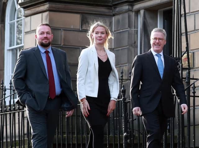 From left: Ian Gibson, Clare Ansell and Mark Prentice of Hampden & Co. Picture: Stewart Attwood