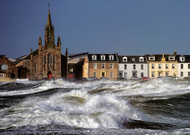 Winds batter the Ayrshire coast at Ardrossan. Picture: Andrew Milligan/PA